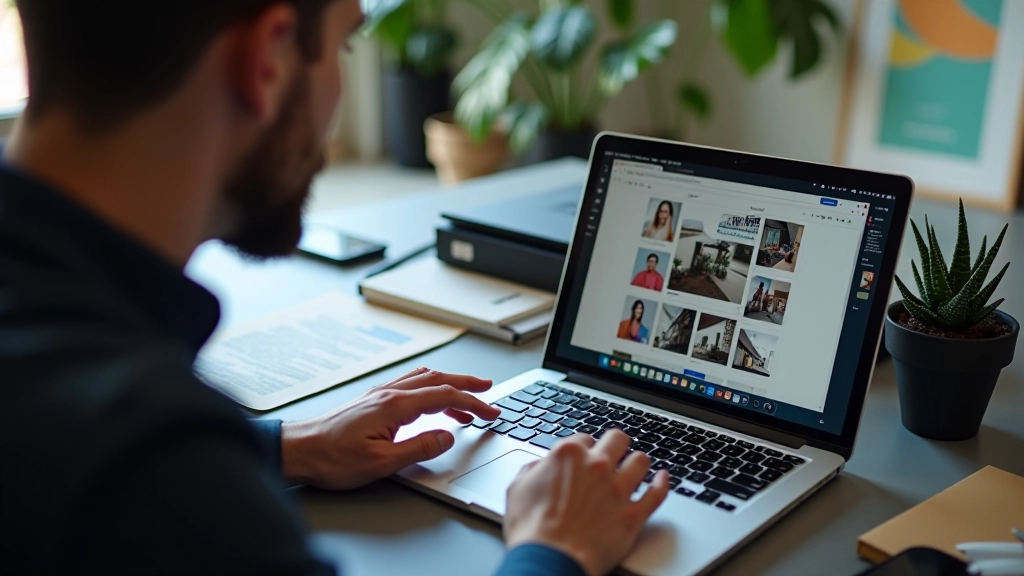 Designer che lavora su layout responsive con CSS Grid su laptop